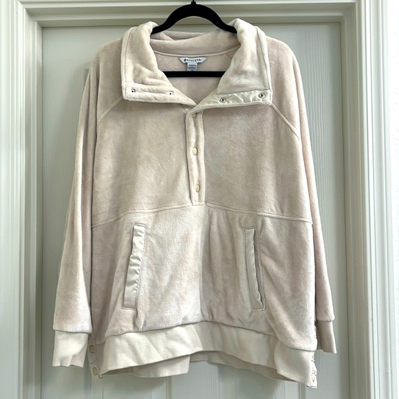Women’s Athleta Recover Cozy Snap Front Sweatshirt Cream Plus Size 2X - Picture 6 of 11